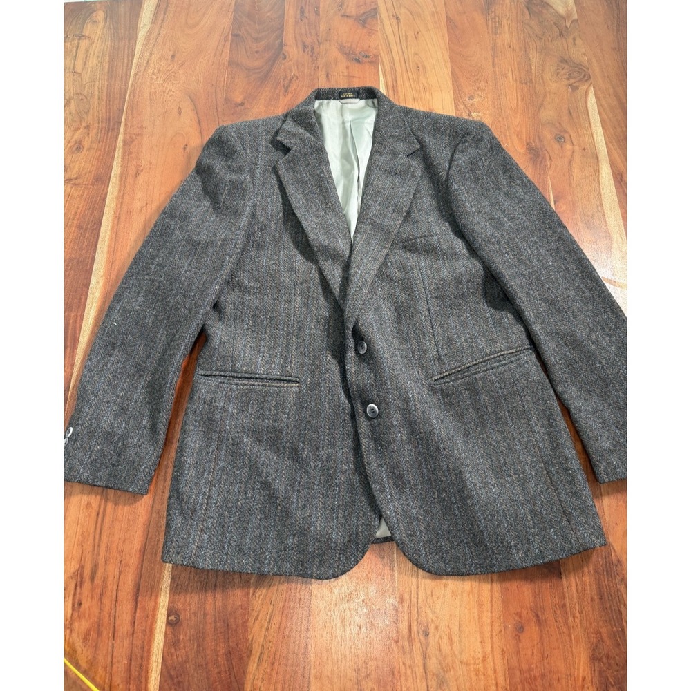 Imperial‎ by Haggar 100% Wool Sport Coat Blazer Gray Brown Stripe Vintage 40R?